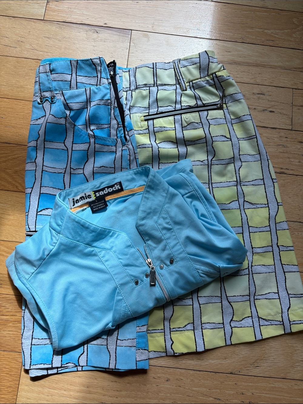 jamie sadock Yellow and Blue Grid A-Line Skort & Shirt Set